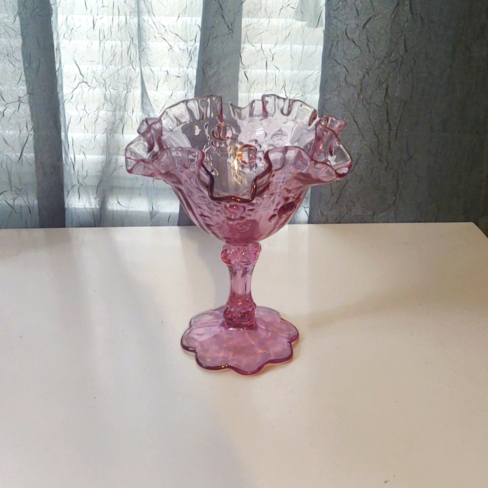 Fenton vintage / antique ornate glass candy dish with stem